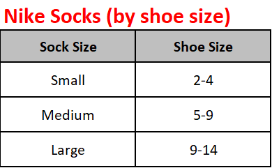 Nike socks medium size chart Clearance
